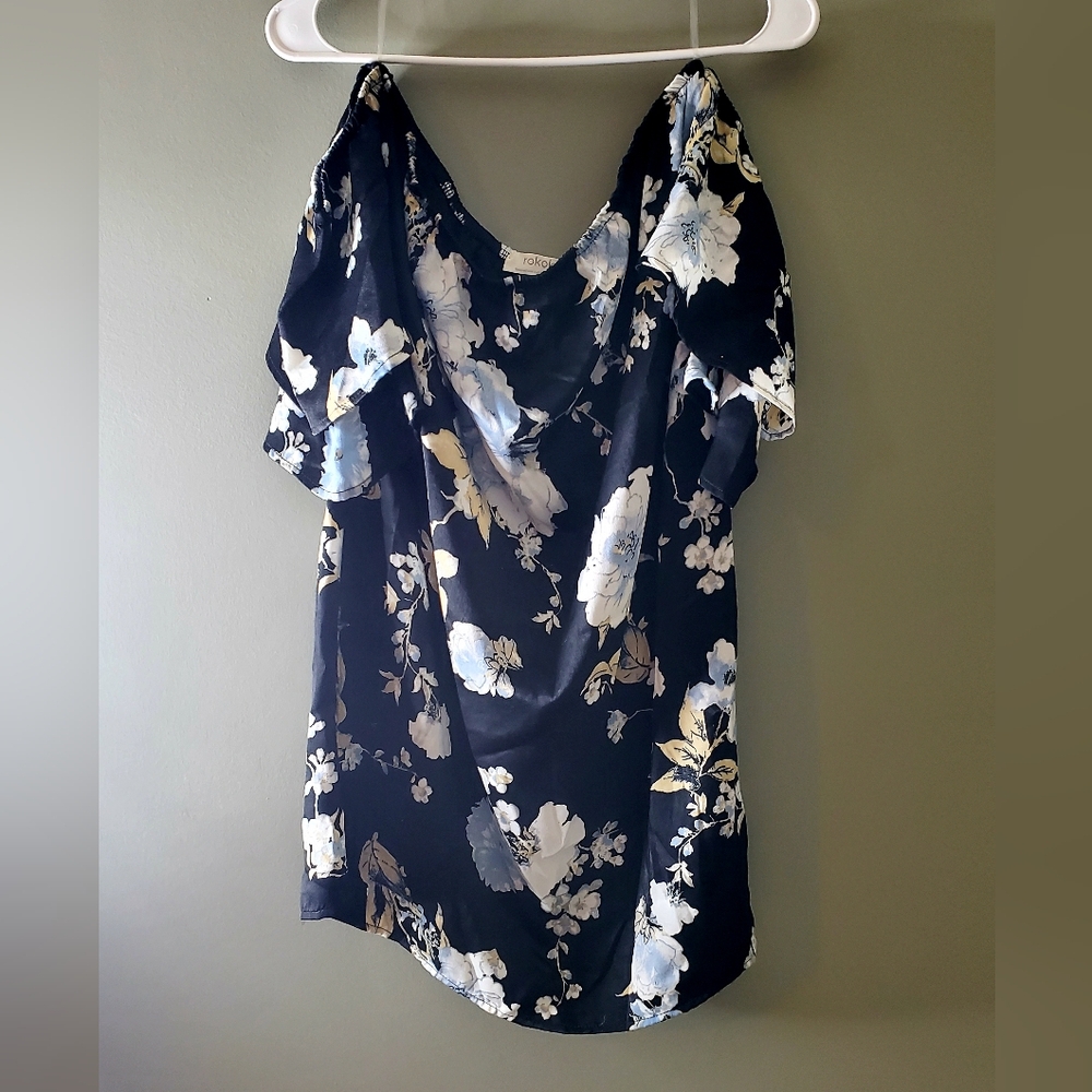 Black and Blue Floral Midi Dress